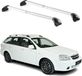 Omac Barres de toit transversales certifiées Tüv pour Chevrolet Nubira Wagon 2005-2007 – Verrouillables (4 antivols) – Charge max 100 kg – Sangle inox + protection caoutchouc argent
