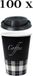 Merkloos / Sans marque Papstar Koffiebeker Karton 180ml Zwart Premium 100 Stuks + Deksel