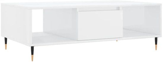 vidaXL Salontafel 104x60x35 cm bewerkt hout hoogglans wit