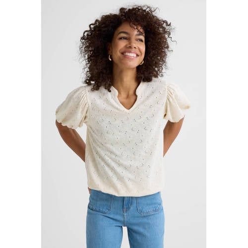 Ruby Ruby jersey top met textuur off-white