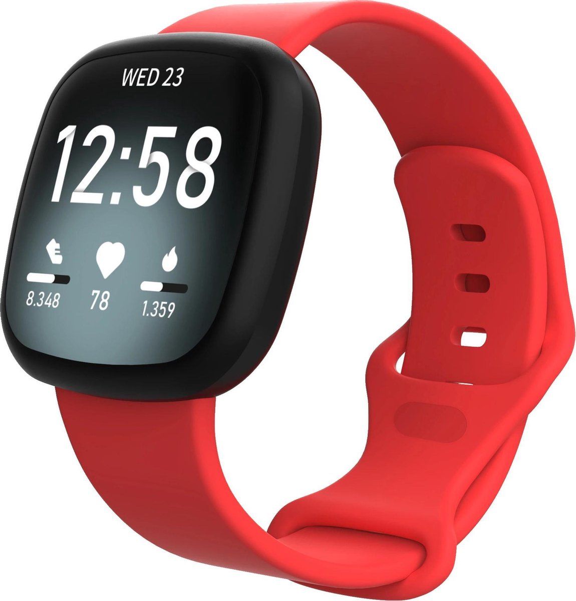 KELERINO Siliconen bandje - Fitbit Versa 3 / Sense - Rood - Small
