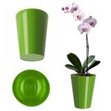 KADAX Pot de fleurs, pot d'orchidée élancé, jardinière simple, pot de fleurs pour orchidée, nid d'abeille, marguerites, pot de fleurs pour cuisine et salon (diamètre 13 cm, rond, vert)