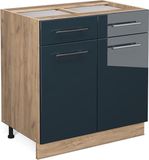 Vicco Fame-Line Keukenkasten – 80 cm, WB Marmer Donkerblauw hoogglans
