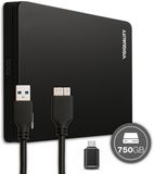 VisiQuality High-Speed Externe Harde Schijf 750 GB - Draagbare Harde Schijf USB 3.0/C - Voor Windows & Mac - Geschikt voor Gameconsoles - Compact - Met handleiding - Zwart