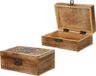 Merkloos / Sans marque G. Wurm Gmbh + Co. Kg Sieradenkistje/opbergkistje - 2x - bewerkt hout - 15 x 10 x 6 cm - Vintage - Brocante opberg kistjes