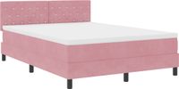 vidaXL LED Boxspringbed met Matras, Roze, 140 x 200 cm, Fluweel