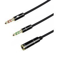 Phonillico® Hoofdtelefoon-microfoonadapter Stereo-audiokabel Vrouwelijke aansluiting naar 2 mannelijke 3,5 mm Computer/oortelefoon/luidsprekersplitter