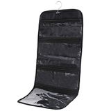 WODISON Opvouwbare doorzichtige hangende toilettas cosmetische organizer opslag, Zwart, Eén maat