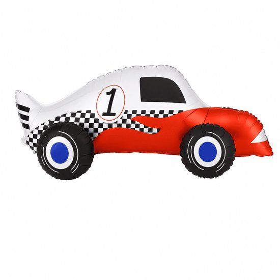 PartyDeco Staande folieballon raceauto mix 90 x 34 cm - 1 stuks