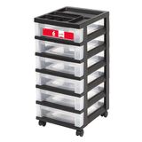 IRIS USA, Inc. Plastic Opberglade, Rolling Cart met Organizer Top, Zwart, 6