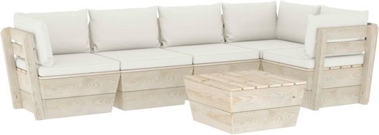 vidaXL 6-delige Loungeset met kussens pallet vurenhout