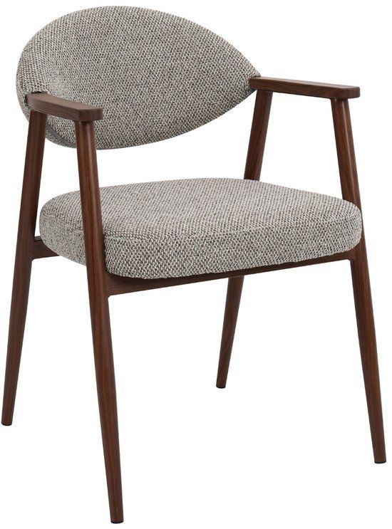 DÉJA Living Eetkamerstoel Karup - Taupe/Walnoot - Set van 2