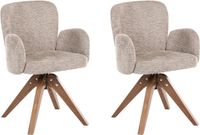 Beliani JEAN - Eetkamerstoel set van 2 - Taupe - Polyester