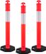 VEVOR Verkeersafbakeningspaal (114CM) met Verzwaarde Voet en Reflecterende Strips, Robuuste Afbakeningspaal voor Bouwplaatsen, Parkeerterreinen en Dranghekken, Rood