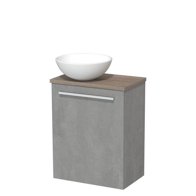 Maxaro Modulo Toiletmeubel 41 cm Lichtgrijs Beton Eiken Blad