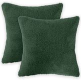 vidaXL - Kussensloop - 2 pcs - HEERLEN - Donkergroen - 35 x 35 cm - Bouclé