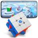 3x3 Cube magique, magnétique, réglable, avec application, 5,6 cm, argent