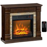 Homcom 1800W Vlam Effect Elektrische Open Haard 80X21,6X67,8Cm Donkerbruin