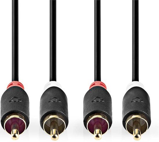 Nedis Stereo RCA Cable - 3m - Anthracite