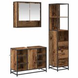 vidaXL Badkamermeubel Set 3 stuks Oud Hout Bewerkt hout