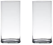 Set van 2x Home-Basics Cylinder vaas - 30 x 12 cm - Transparant glas