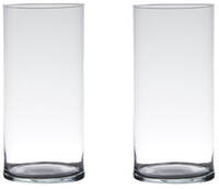 Set van 2x Home-Basics Cylinder vaas - 30 x 12 cm - Transparant glas