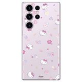 Flexibele Hello Kitty Flexibele beschermhoes voor smartphone Samsung S24 Ultra met bloemenpatroon