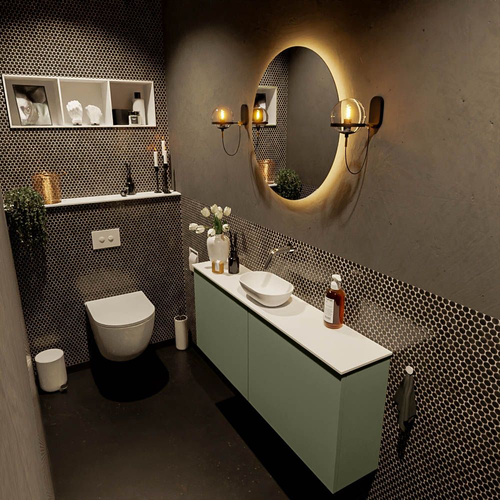 Mondiaz Fowy Toiletmeubel - 120 cm - Army - Talc - Zonder Kraangat