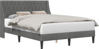 vidaXL Bedframe met hoofdeinde Donkergrijs 140 x 190 cm Fluweel