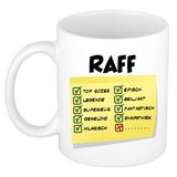 Bellatio Decorations Naam mok Raff - wit - top gozer - keramiek - 300 ml - cadeau collega beker