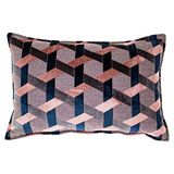 Paoletti Delano Polyester gevuld kussen, Blush/Navy, 40 x 60cm