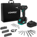 Vonroc Perceuse sans fil 20V - 40Nm - avec batterie 4.0Ah, chargeur rapide et 46 accessoires dans une mallette de luxe
