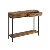 Songmics VASAGLE Rechthoekige Consoletafel met 2 Laden en Stalen Frame - Vintage Bruin/Zwart