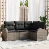 vidaXL Tuinbank Set 2 zitplaatsen Grijs Polyrattan