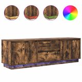 vidaXL meuble TV avec éclairage LED, 160,5x41x50 cm, couleur chêne fumé