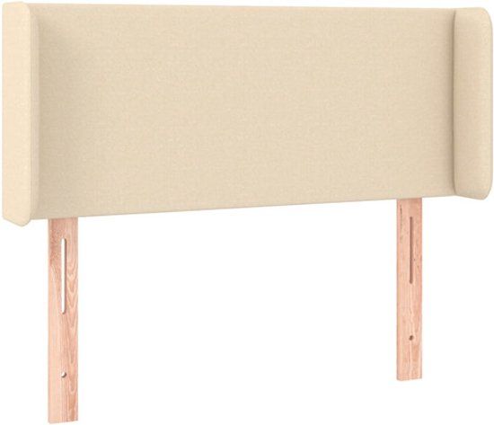 vidaXL Hoofdbord met randen 93x16x78/88 cm stof crèmekleurig