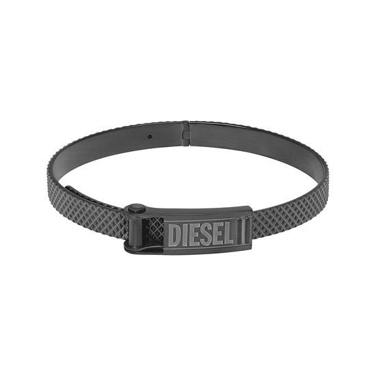 Diesel Steel Herenarmband Staal - Zilverkleurig - Zwart - 18 cm