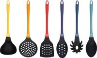 Merkloos MasterChef Keukengerei, Kookgerei met Schuimspaan, Spatel, Spaghettilepel, Opscheplepel, Lepel, Schuimspaan, Antiaanbaklaag, Hoogwaardig Krasbestendig en Hittebestendig Kookgerei, Veelkleurig