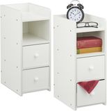 Merkloos Nachtkastje smal - set van 2 - met 2 lades - 55 x 22,5 x 34 cm - wit