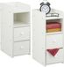 Merkloos Nachtkastje smal - set van 2 - met 2 lades - 55 x 22,5 x 34 cm - wit