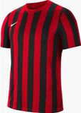 Nike Striped Division IV Kinder Voetbalshirt Korte Mouw Polyester Rood/Zwart Maat 128