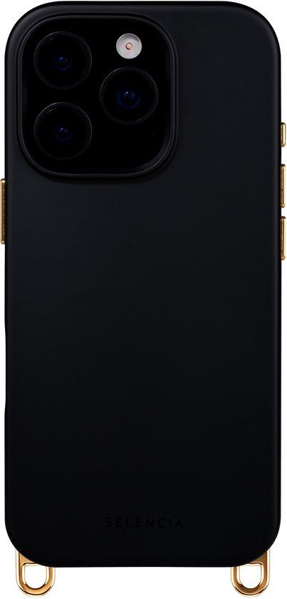Selencia Rivièra MagSafe Backcover met afneembare haakjes voor de Apple iPhone 16 Pro - Velvet Black