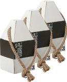 Excellent Houseware Deurstopper - 3x - havenpaal maritiem hout/touw 18 cm