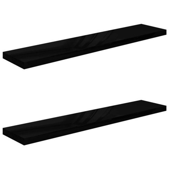 vidaXL Wandschappen zwevend 2 stuks 120x23,5x3,8 cm MDF hoogglans zwart