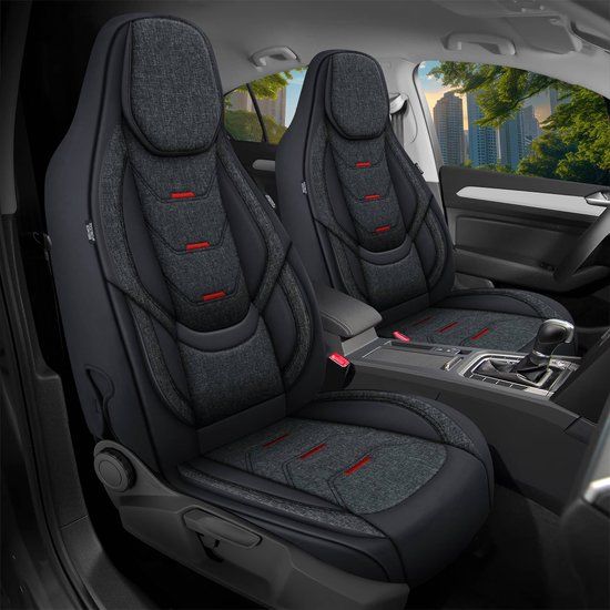 Bremer Sitzbezüge GmbH Premium Camper stoelhoezen voor Challenger Graphite ULTIMATE Arctic Connect H4 in Zwart/Antraciet (2 losse stoelen)