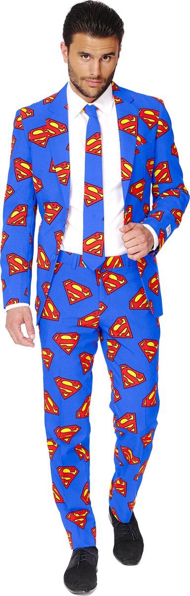 OppoSuits Superman™ - Mannen Kostuum - Blauw - Maat 56