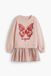 Desigual Robe Fille Ann 11 ans Rose Imprimé Animal Manches Longues Col Rond Courte