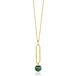 ZINZI gold plated zilveren ketting met lange ovale hanger en bungelende groene cateye in bolvorm 40-45cm ZIC2420