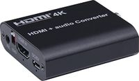 PremiumCord HDMI 4K audio extractor met audio scheiding op stereo jack, SPDIF Toslink, RCA Cinch, kleur zwart
