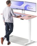 Desktronic HomePro Zit-sta Bureau Elektrisch In Hoogte Verstelbaar, 140x70 cm Wit/Roze